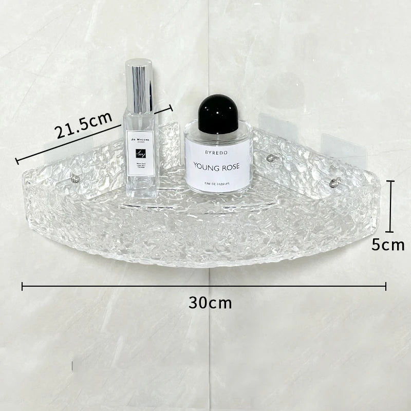 étagères salle bain transparentes texturées modernes clips fixation réutilisables acrylique