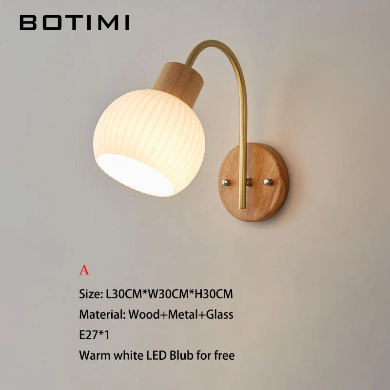 lampe murale moderne bois blanc doré éclairage chambre entrée scandinave fixée mur