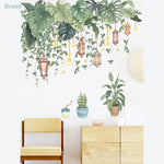 stickers muraux feuilles tropicales plantes decoratives adhésifs maison salon enfants naturels vert orange bleu