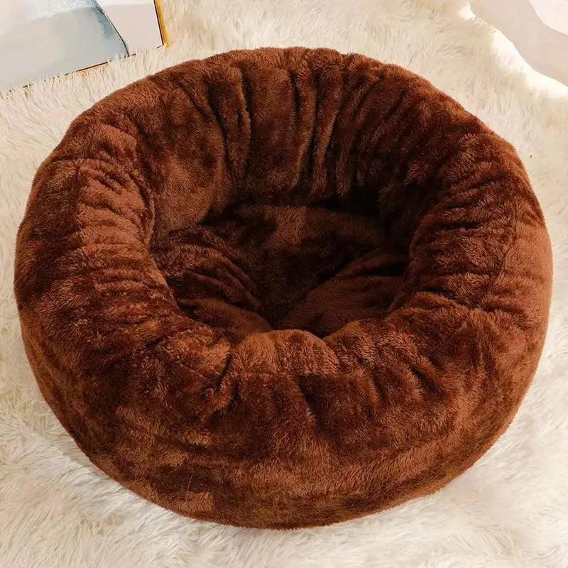 coussin velours doux confortable rond animaux beige marron intérieur hiver étéversible