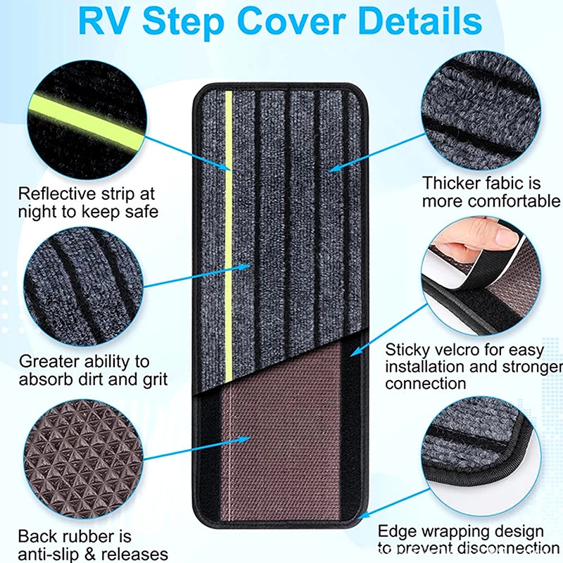 tapis d'escalier noir vert fluo rayures horizontales tissu épais velcro moderne anti poussière fixe