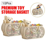 panier rangement jouets enfants imperméable maille fine ours peluche beige clair moderne poignées