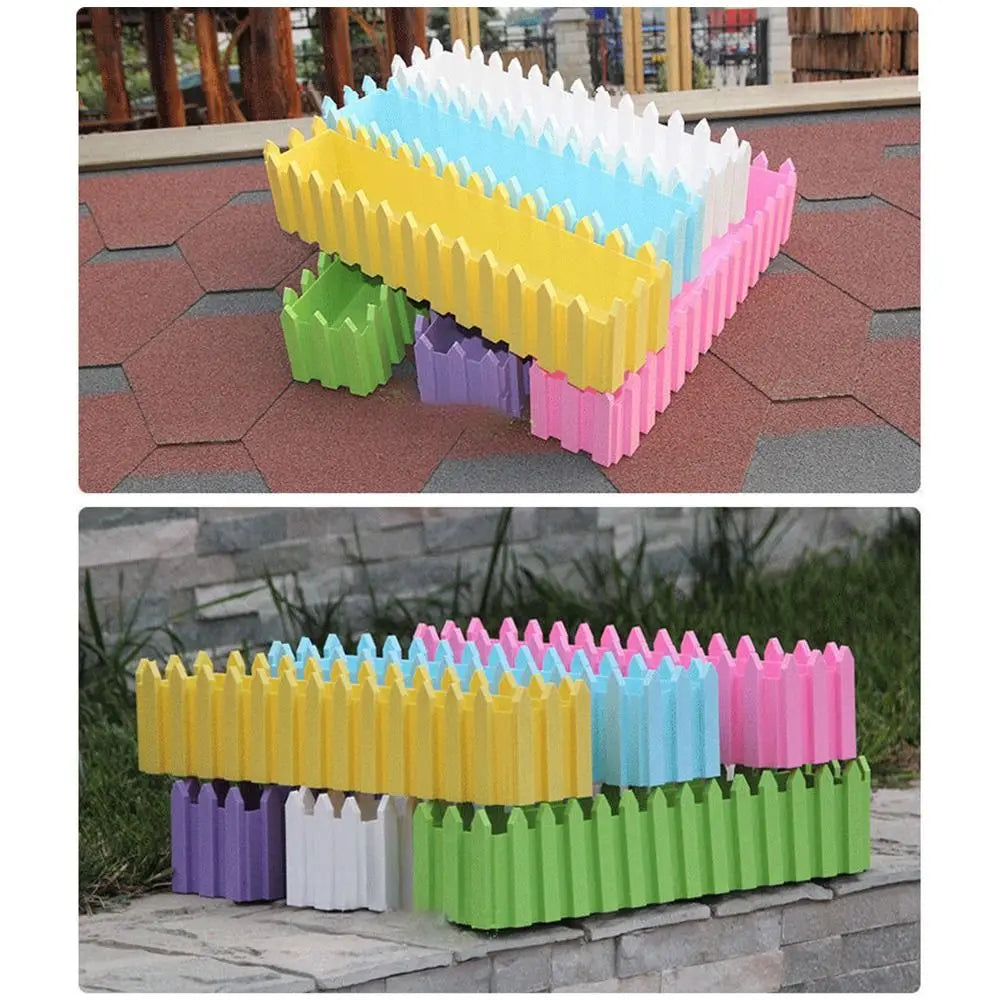 clôture décorative moderne pots fleurs réutilisables jaune rose bleu vert violet blanc