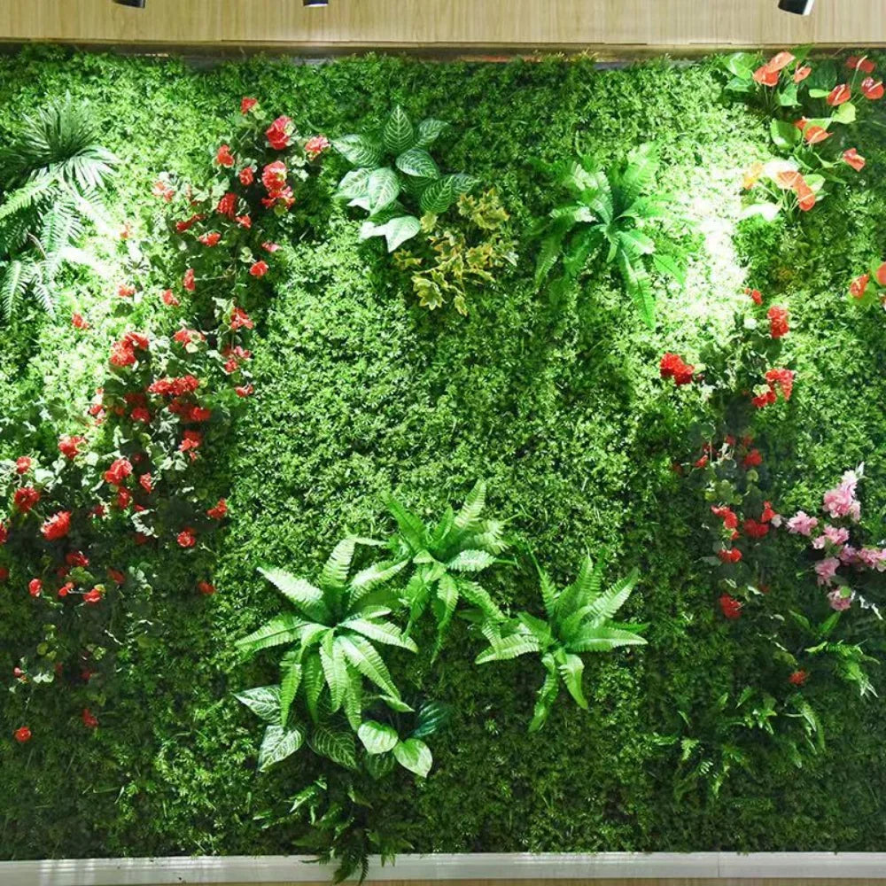 décoration murale artificielle herbe fleurs mixtes moderne naturelle intérieure extérieure accrochée