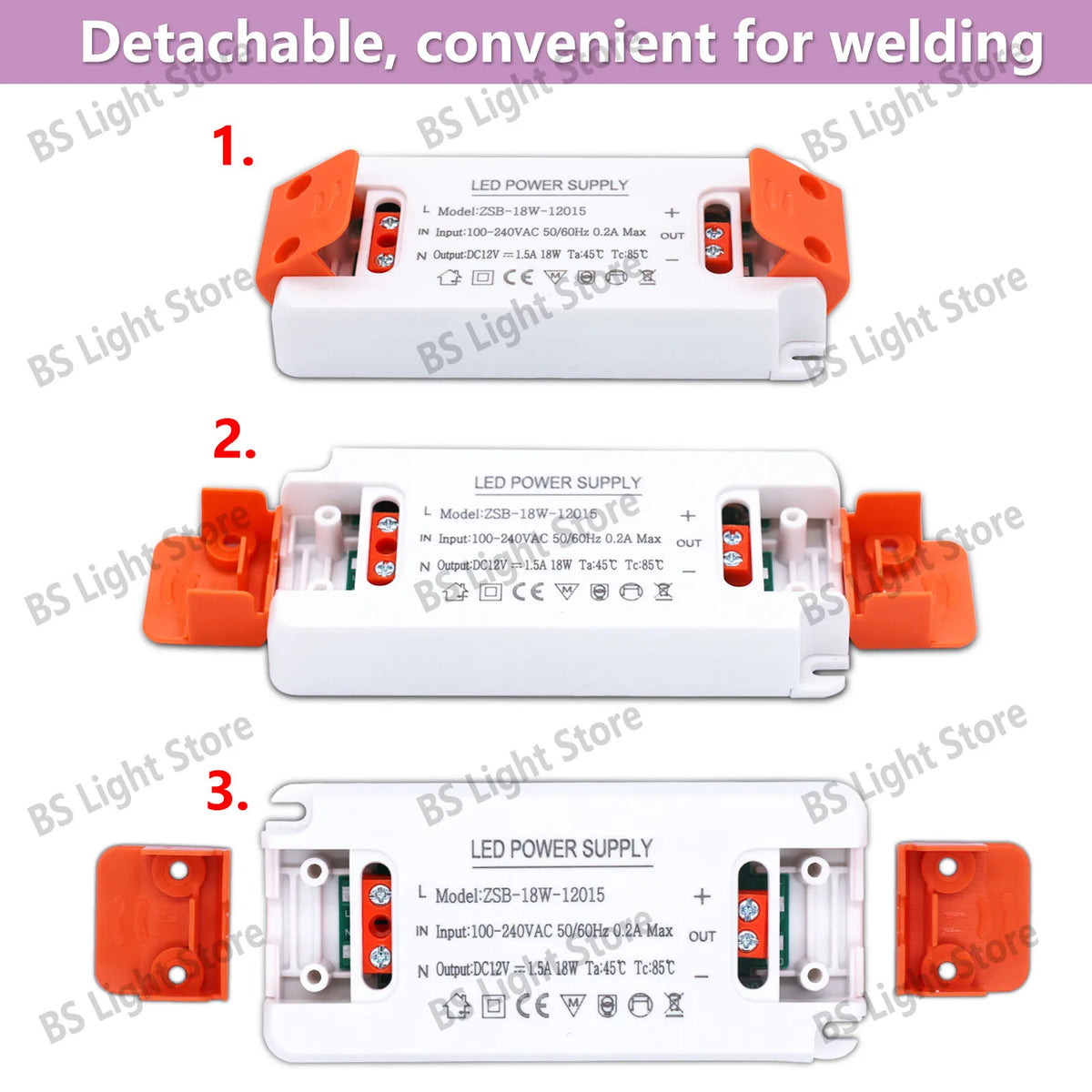alimentation led 12v 24v 100v 240v 12w 18w 24w 36w 60w 120w blanc or