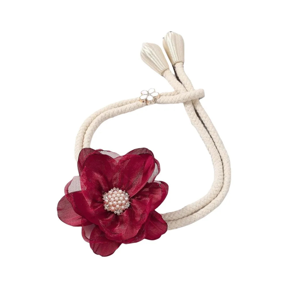 rideaux attaches fleurs décoratives beige bleu rouge rose noir tringle chambre coucher