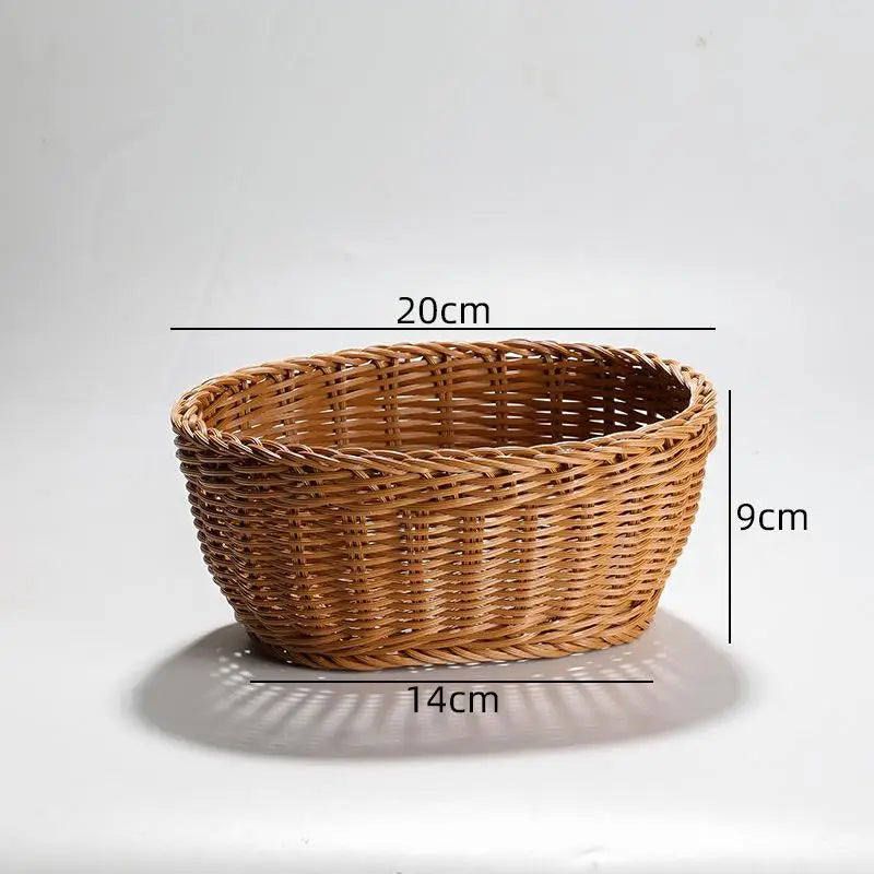 panier osier marron clair tissage traditionnel rustique poignées métalliques fruits légumes maison restaurant