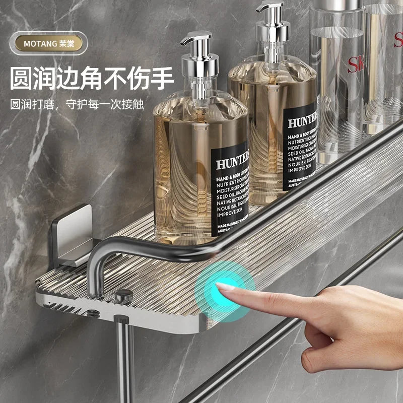 Étagère d'angle pour accessoires de salle de bain en acrylique doré