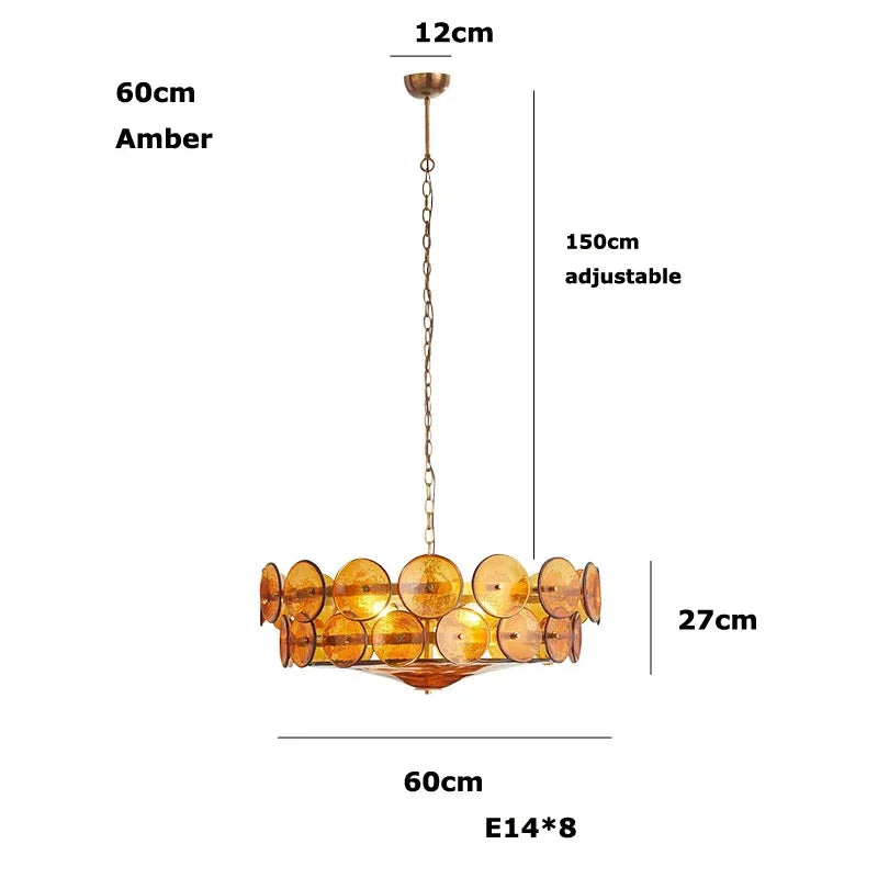 lustre moderne orange jaune blanc circulaire translucide chaîne suspension élégante 60cm 80cm