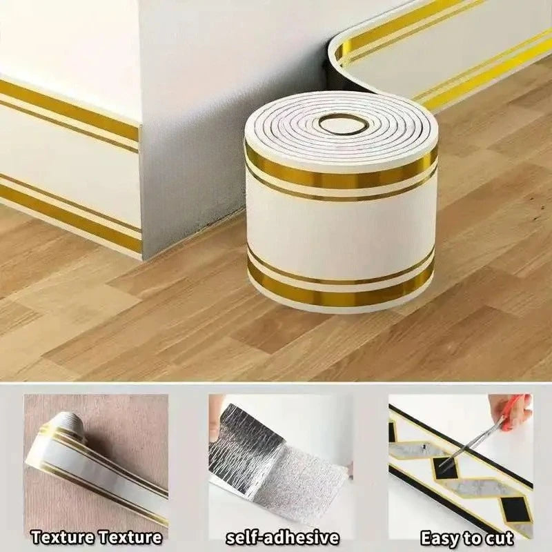 ruban decoratif autoadhésif moderne blanc or gris 500cm 10cm imperméable pvc