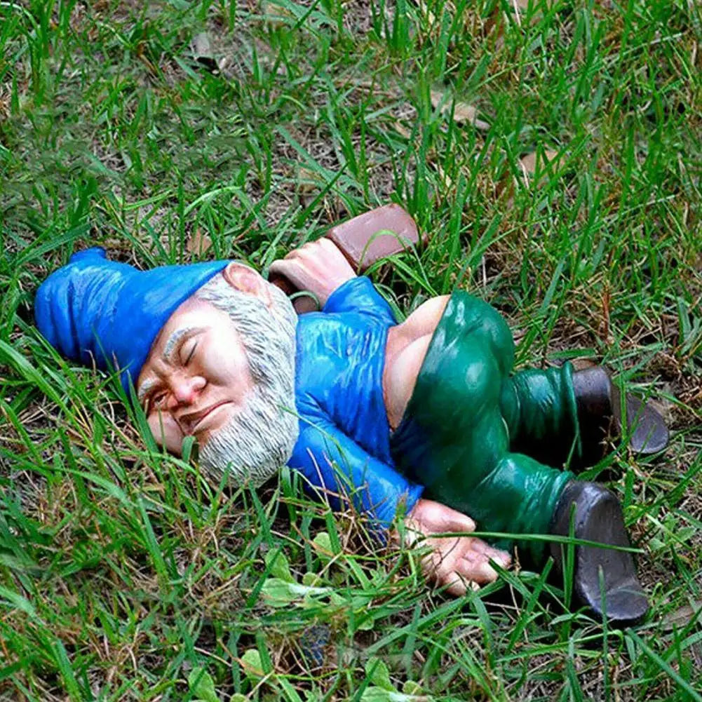 statuette lutin nain bleu vert réaliste comique jardin extérieur 12cm 15cm 18cm 24cm