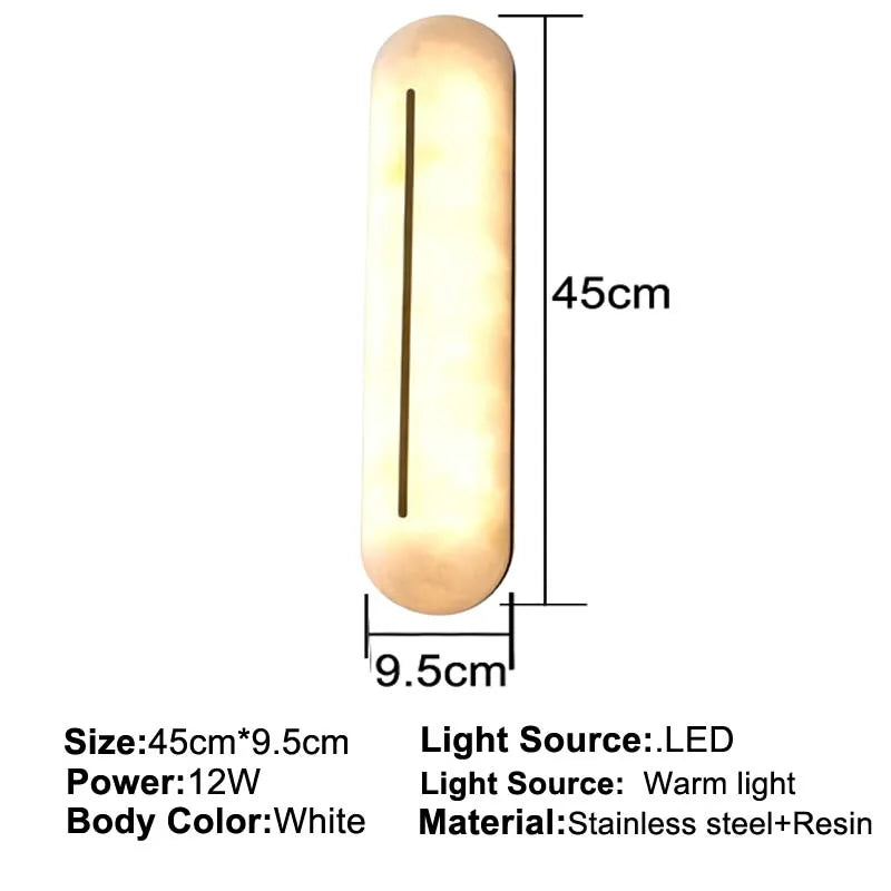 lampe murale moderne led blanc marbre hydrofuge 45cm 12w 2000lm salon chambre