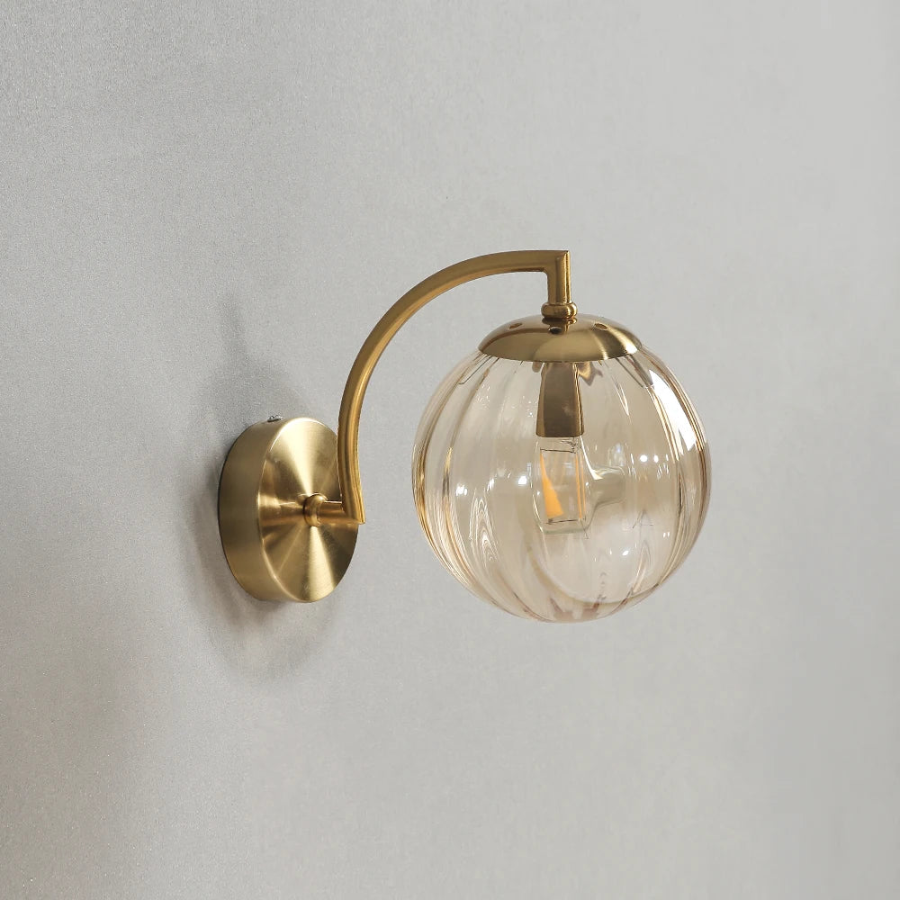 lampe murale moderne or métallique verre transparent strié cuisine chambre coucher salle manger