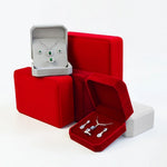 boîte bijoux velours rouge blanche grise classique portable rangement colliers boucles d'oreilles étui transport