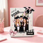 Cadre photo graduation diplômes papillons rubans rose class 2026 congrats end clips moderne chambre