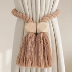 boucles rideau bois franges beige moderne bohème décoratives salle bain chambre