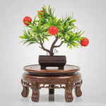 support pot fleurs bois gravures artisanal traditionnel marron foncé display stand decoration crafts shelf