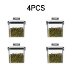 boîtes rangement alimentaire transparentes poignées noires multiple tailles réutilisables modernes pratiques épices pâtes graines