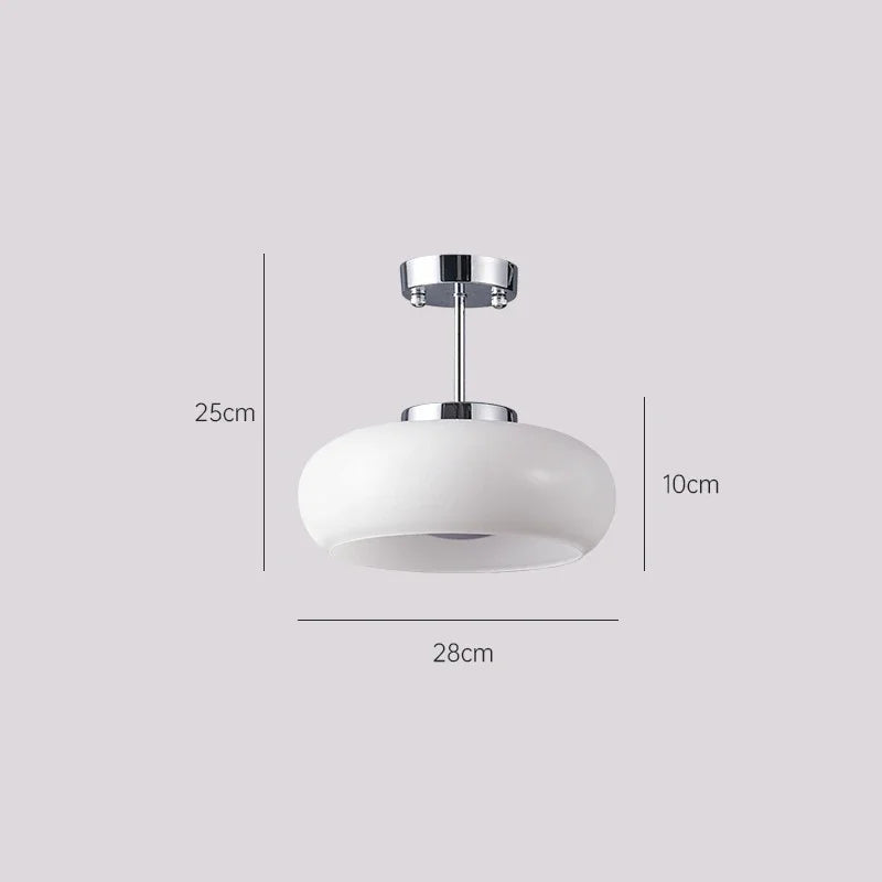 lampe suspendue moderne or blanc brillante verre opaque 28cm diamètre