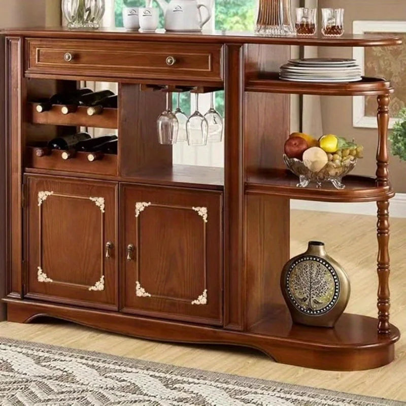 décoration murale bois sculpté fleurons volutes meuble bar armoire vitrée commode classique ornemental