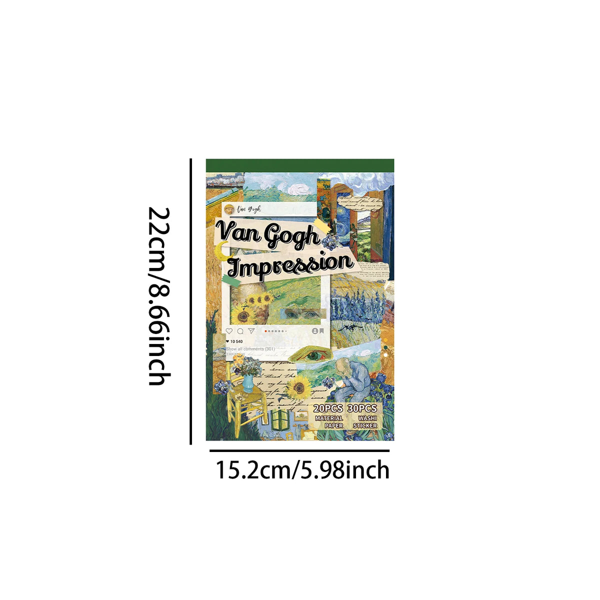 livre artistique van gogh impressions autocollants floral vert jaune blanc vintage.pages imprimees reproductions obras