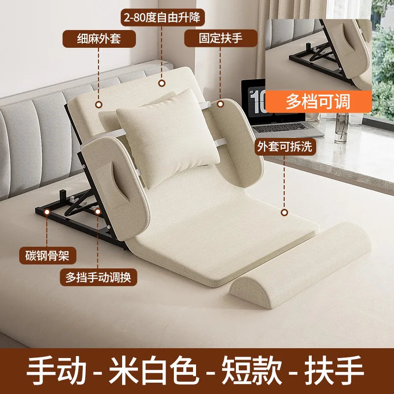 lit pliant moderne gris toile lin coussin oreiller support tablette