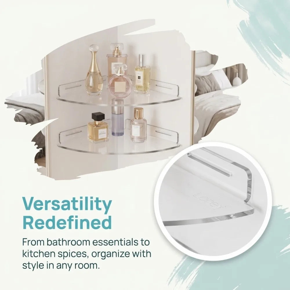 étagère d'angle transparente moderne adhésive support rangement douche réutilisable seule plaque murale