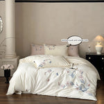 ensemble literie fleurs brodées blanc rose pâle 180x210cm 200x200cm 220x240cm 260x240cm pièces