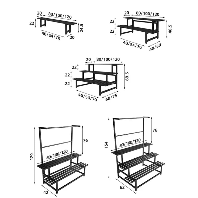support plantes moderne banc jardin marron foncé structure bois barres horizontales 80 100 120