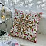 taies d'oreiller coton polyester ethnique floral brodées couleurs vives motifs géométriques coussins deco 45x45cm