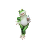 statuette grenouille peinte résine chapeau sorcière verte rouge bleue points noirs contemporaine extérieure ornement
