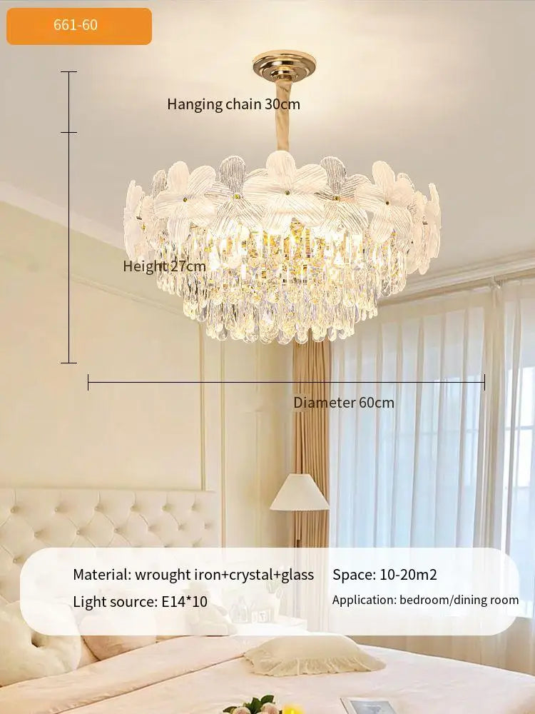 lustre moderne cristal blanc doré fleurs transparentes suspension chambre led 2000 82000lm