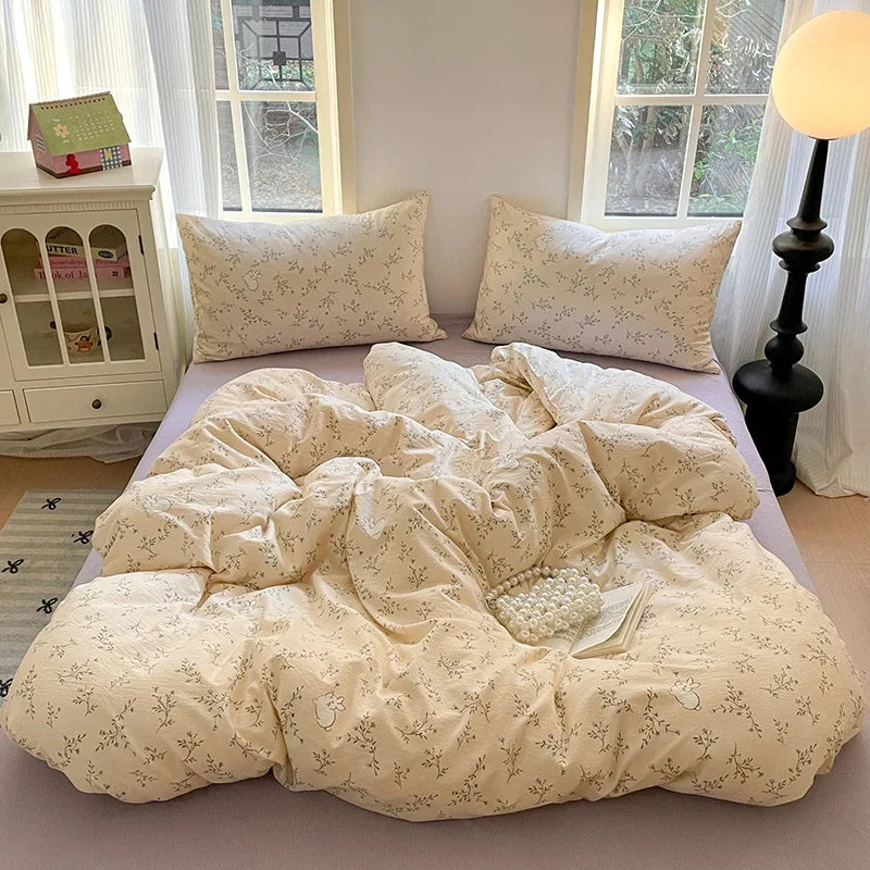 parure lit enfant fille housse couette fleurs coton doux pièces rose