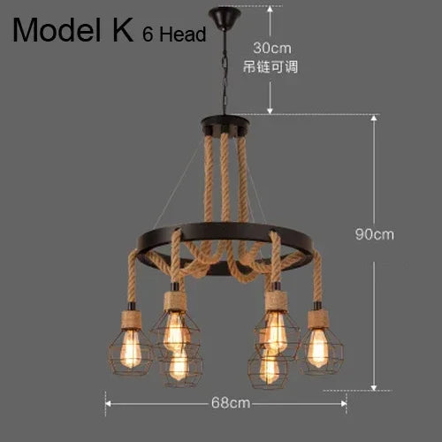 suspension lumineuse industrielle vintage corde naturelle métal noir ampoules opacité