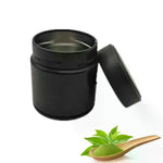 boîte thé matcha argent noir contemporaine cuillère bois opaquet aluminium fcm portable scellée