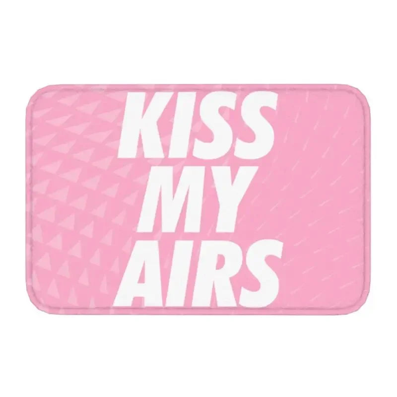 tapis d'entrée moderne kiss my airs marron noir bleu rose antidérapant pvc résistant corrosion