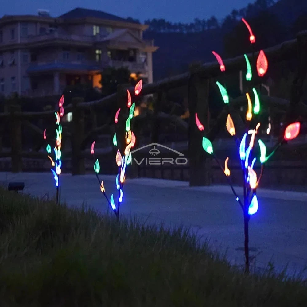 lumière solaire feuille blanche moderne jardin multicolore ip65 led étanche piquet branchée