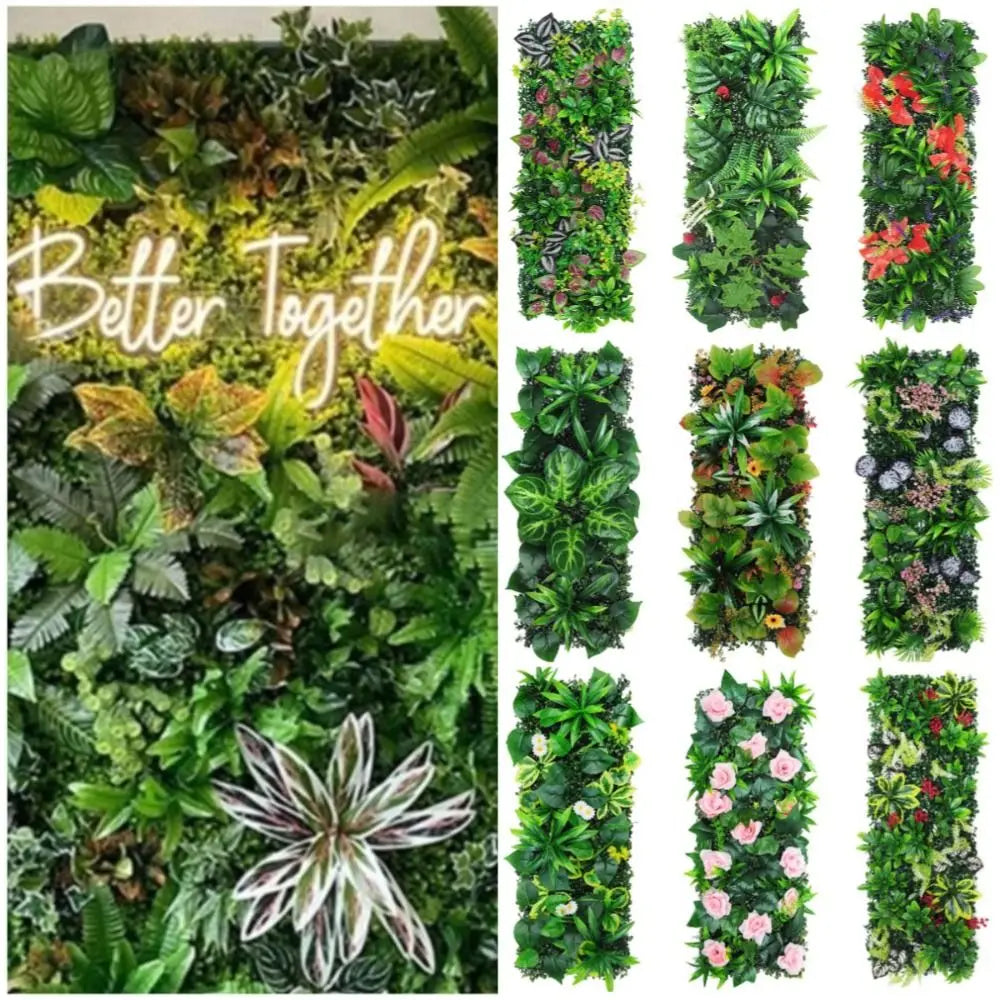 décoration murale plantes artificielles feuilles roses variées moderne intérieur vert rose jaune blanc rouge