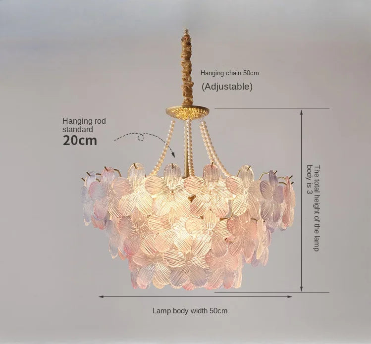 lampe suspendue classique rose fleurs chaîne ajustable blanc doré vintage chambre salon