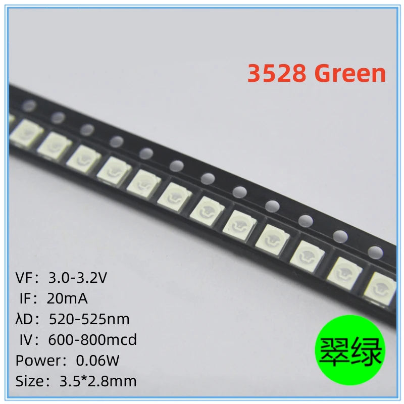 Diodes led smd 3528 blanc jaune rouge rose violet bleu vert 1210 pièces électronique