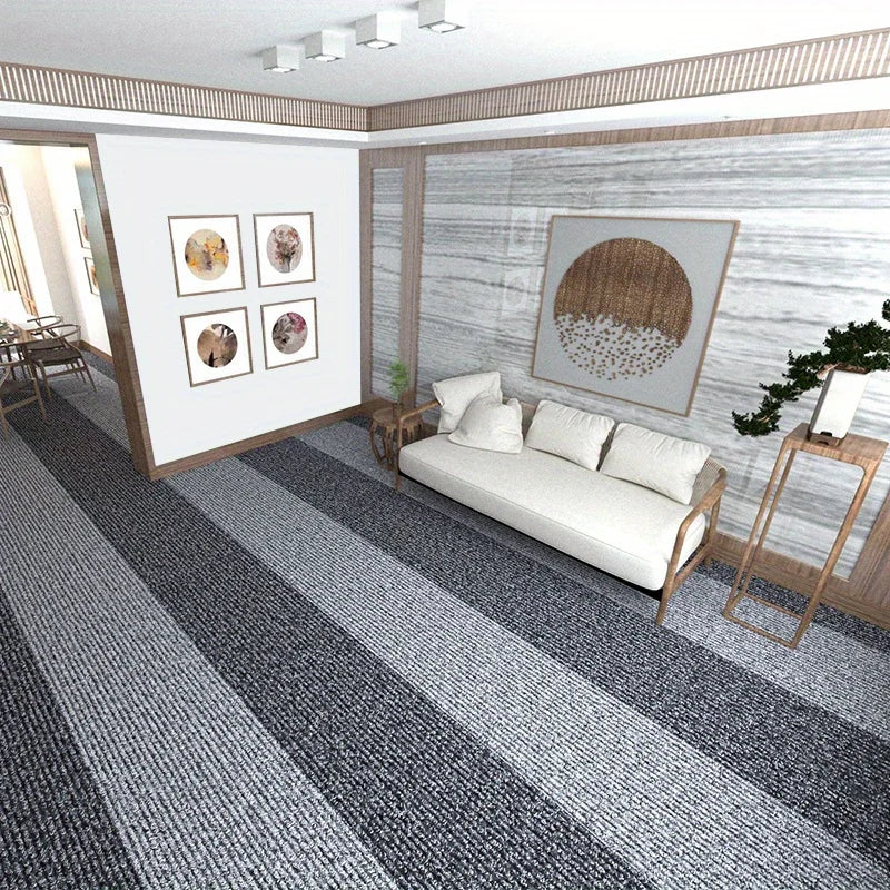 tapis rayures horizontales texture tridimensionnelle 40cm 300cm gris foncé gris clair moderne minimaliste adhésif