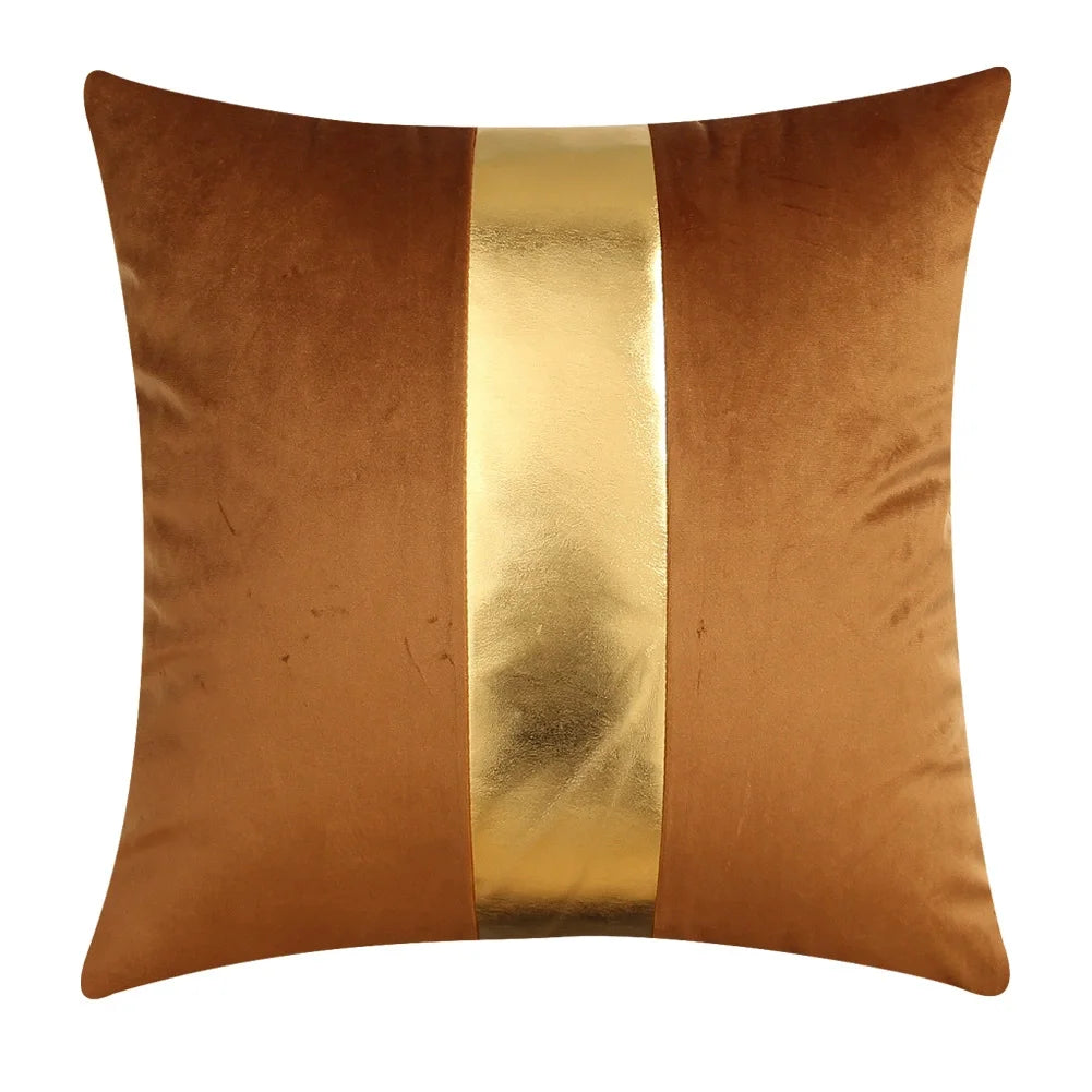 ensemble housses coussin noir rayures dorées velours luxe moderne taies oreiller décoratives