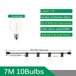 guirlande lumineuse vintage 15 ampoules transparentes clips extérieures 220v 110v