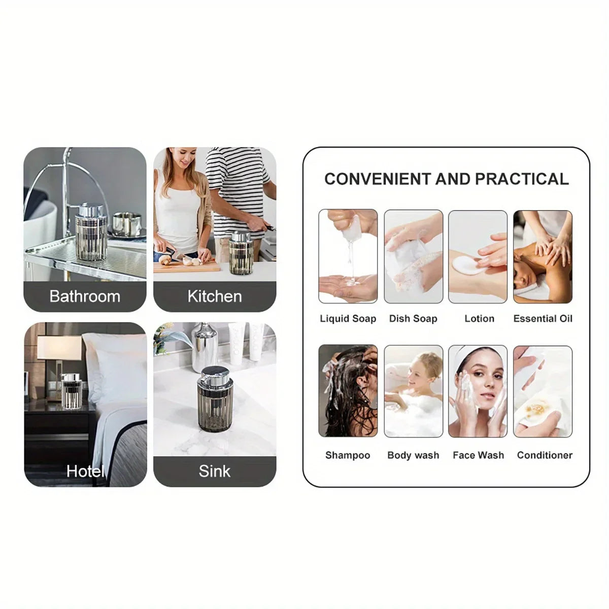 distributeur savon liquide transparent moderne lotion rechargeable geometrique