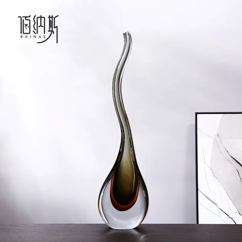 vases decoratifs verre transparent marron bronze orange moderne sculptural
