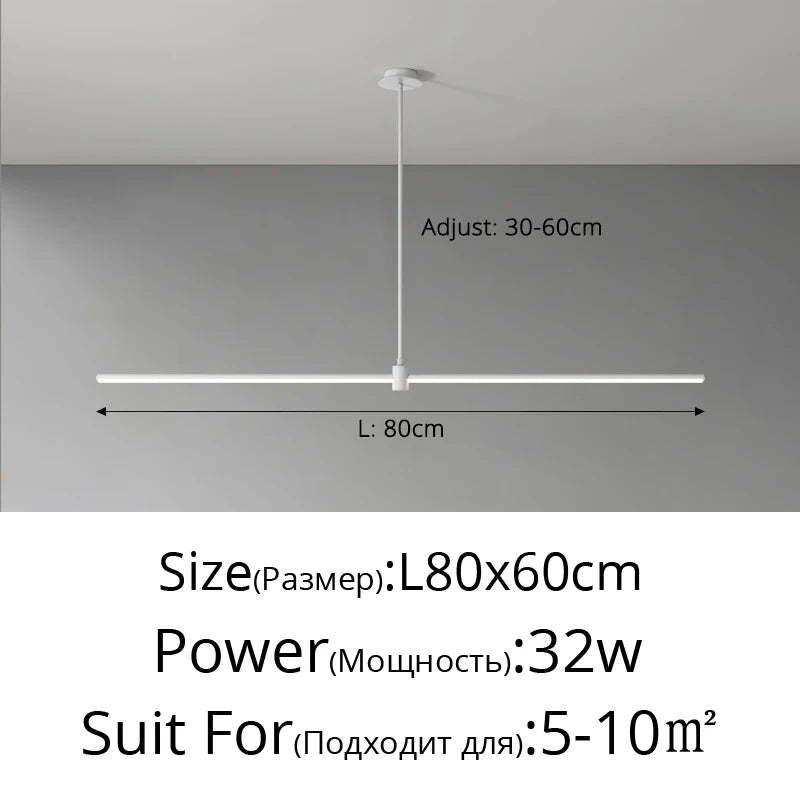Lampe suspendue métal moderne design linéaire salon bureau chambre restaurant éclairage indirect élégante