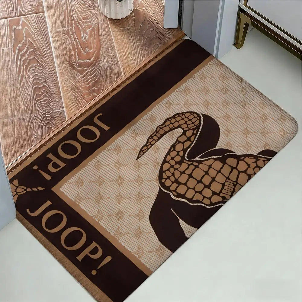 tapis salon moderne motif serpent écailles beige marron foncé épais doux décoratif intérieur luxe
