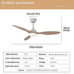ventilateur moderne 42 inch blanc noir bois lampe intétrieure télécommande fixations ølets led
