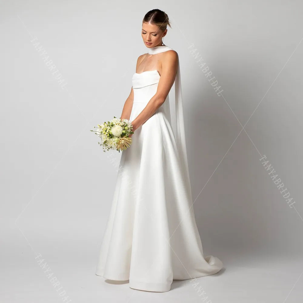 écharpe mariée voile blanc longue robe mariée élégante bohème