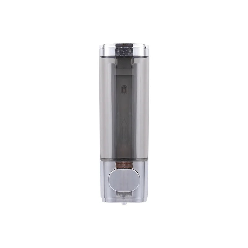 distributeur savon noir transparent moderne fixation murale bouton déclenchement lisse minimaliste